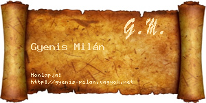 Gyenis Milán névjegykártya
